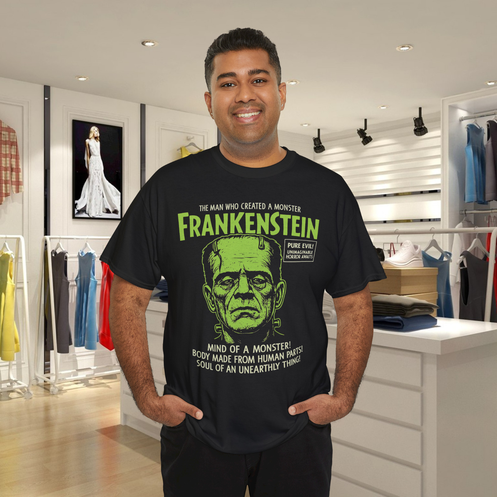Frankenstein Monsters Glow in The Dark Face T-Shirt
