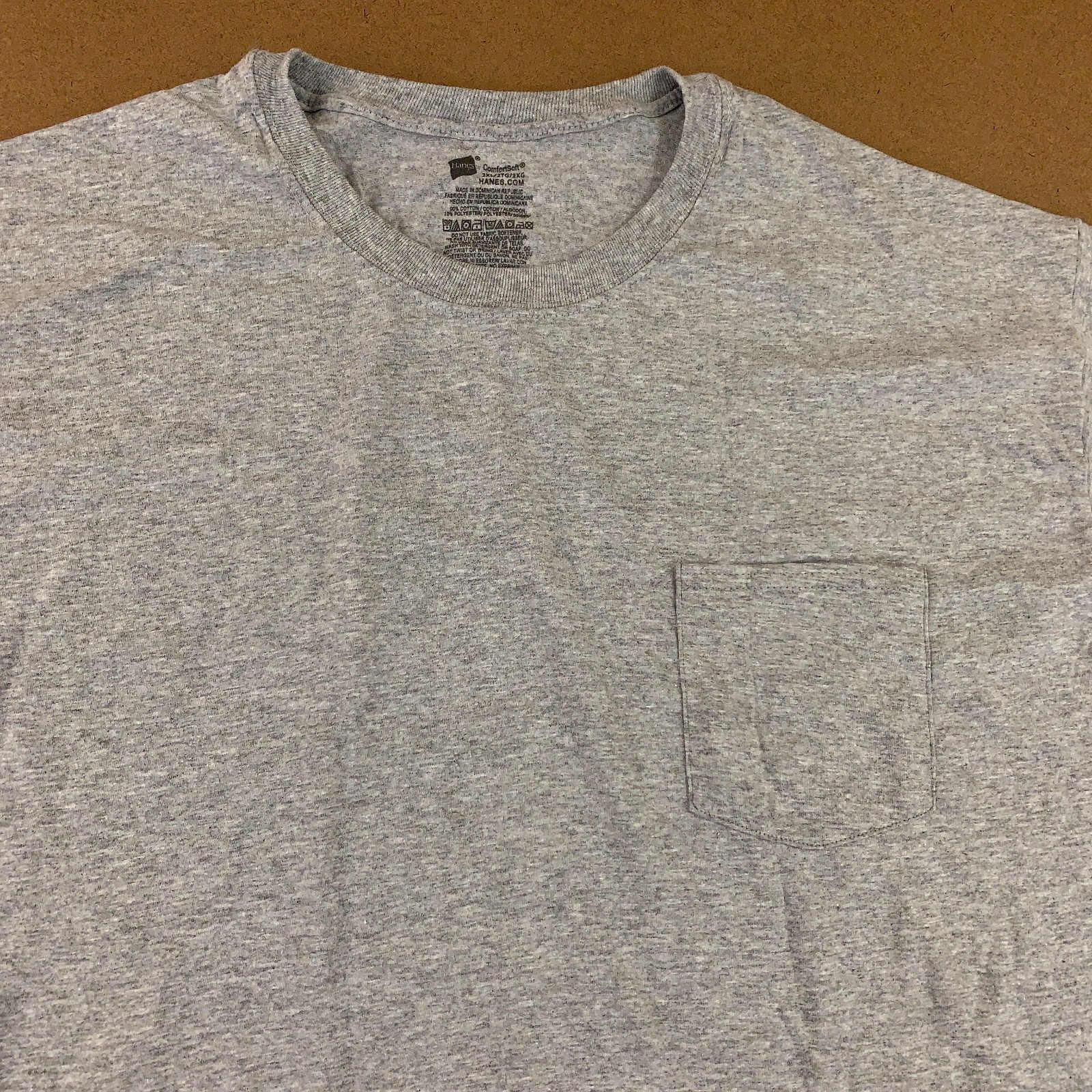 Hanes Comfort Soft Mens Size 2XL Heather Gray Short Sleeve Pocket T-Shirt New gallery