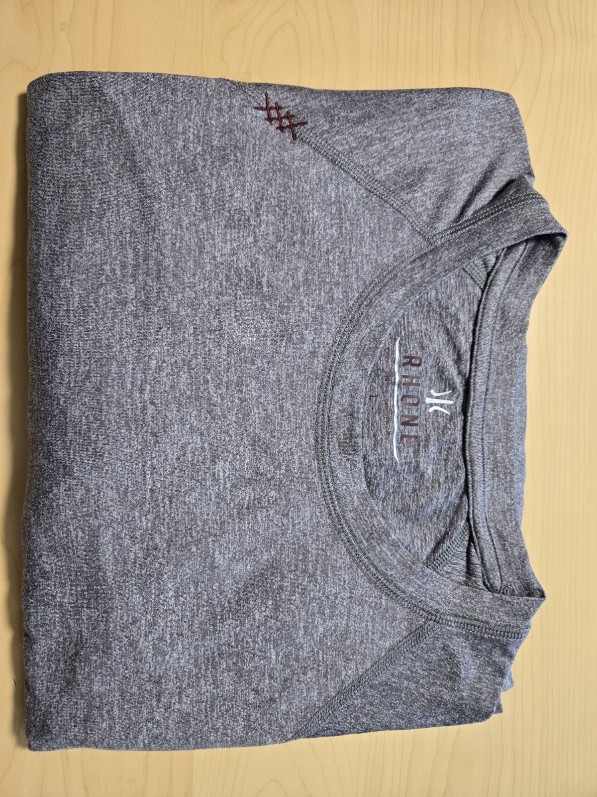 Rhone Reign Long Sleeve Shirt Large Gray Heathered Performance Crewneck Mens gallery