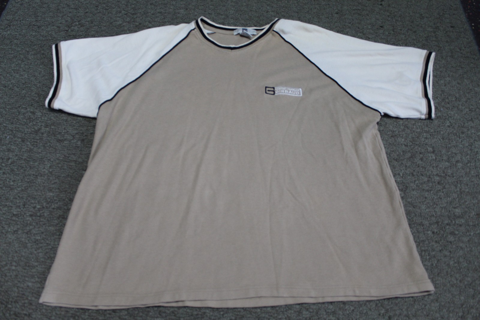 VTG Y2K Marithe Francois Girbaud Cotton Knit Brown Beige Embroidered SS Shirt 2X