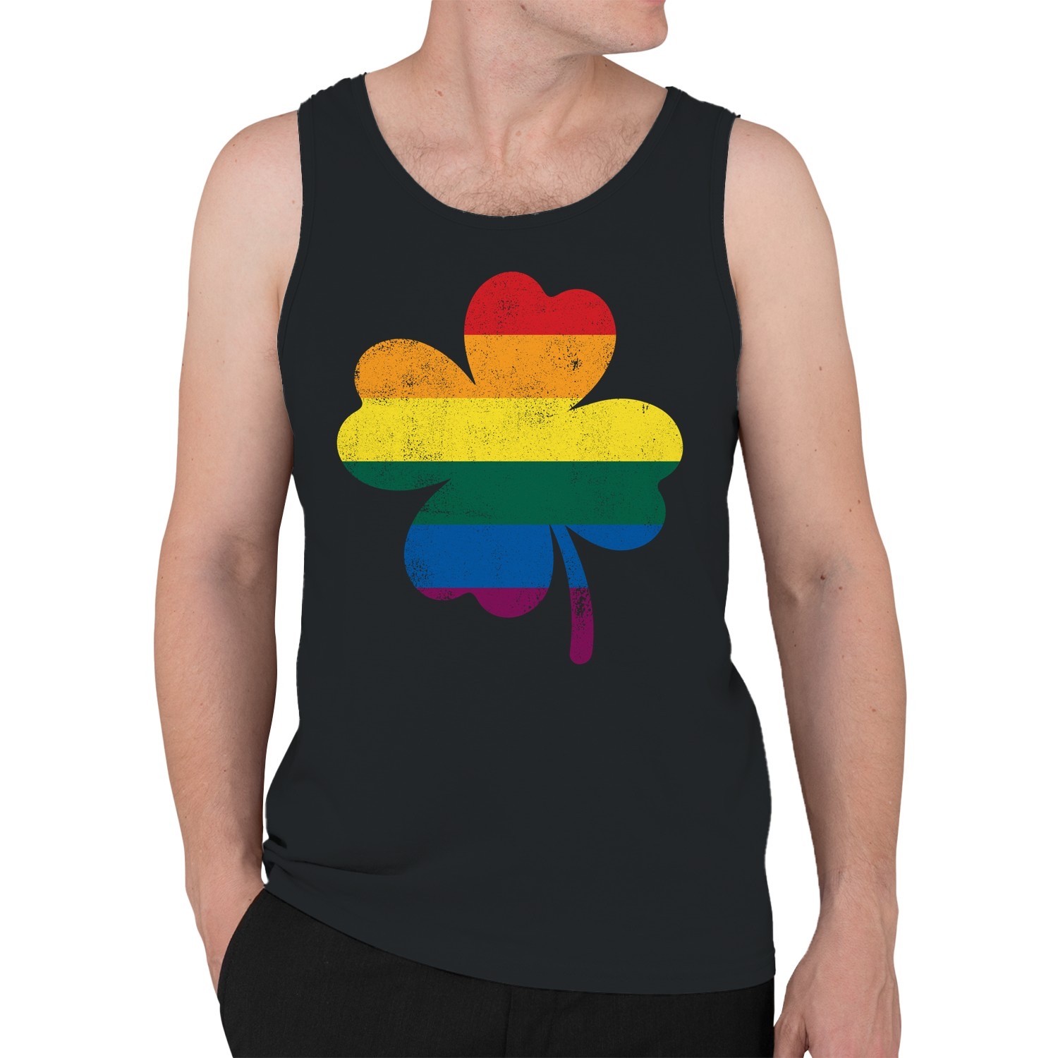 Rainbow Shamrock LGBTQ+ Pride and St. Patricks Day Blend Men's Tank Top gallery