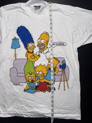 80’s, 90’s Vintage Large Bart Simpson Single Stitch White T-shirt. Made In USA.