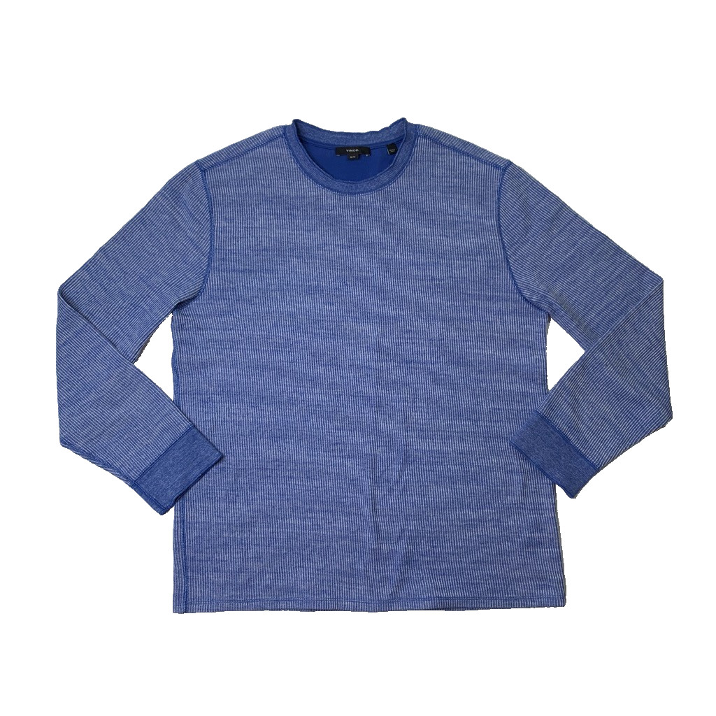 Vince Shirt Mens XL Extra Large Blue Cotton Blend Thermal Long Sleeve Crew Neck gallery