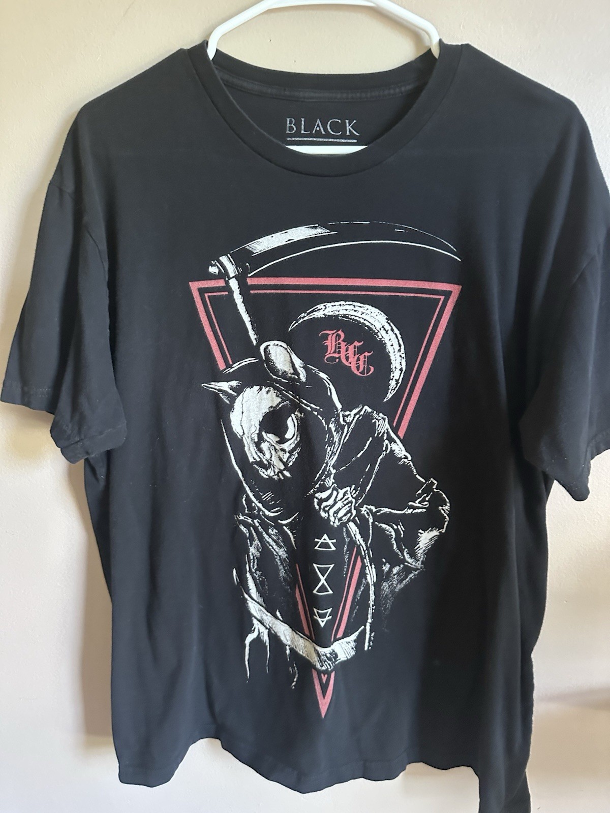 BlackCraft Cult Cat Skull Reaper with Scythe Black T-Shirt Size XL gallery