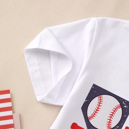 Toddler Boy Baseball Shirt Baseball Bat Flag Print T-Shirt 5-6 Years White gallery