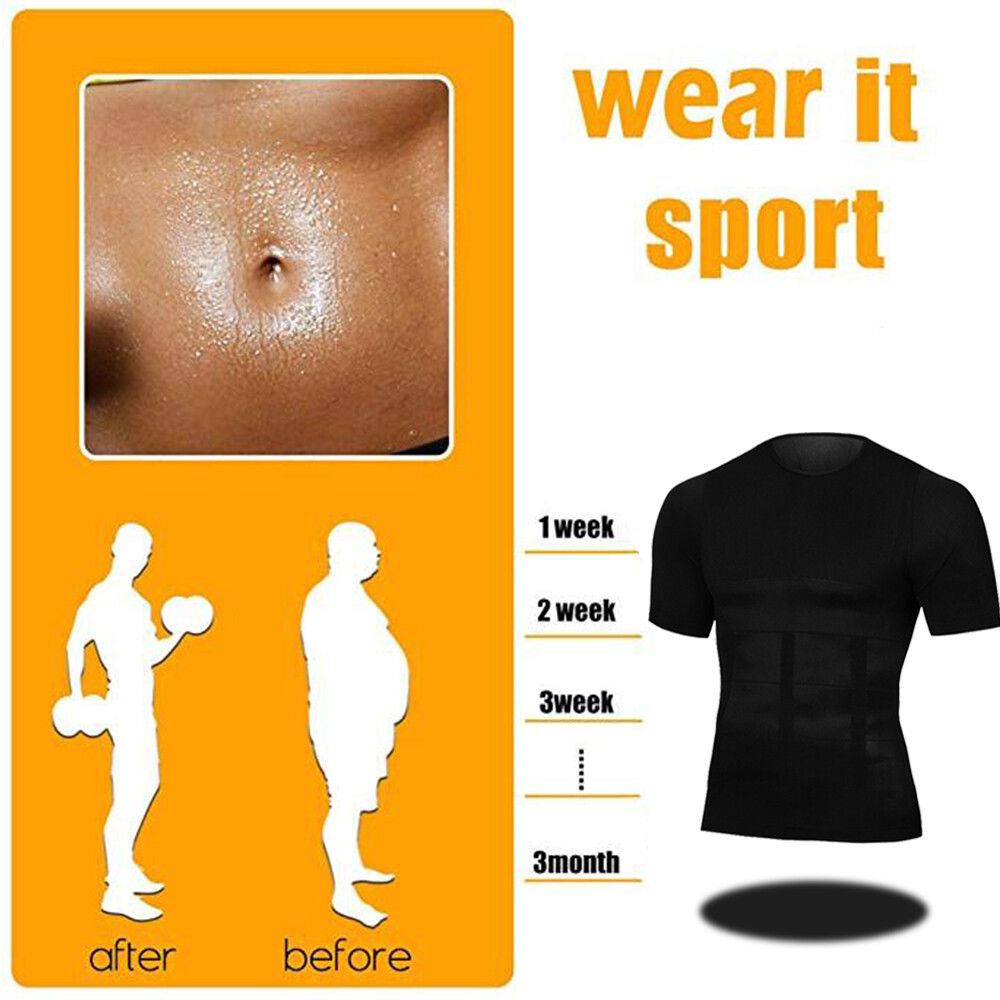 Men Body Slimming Tummy Shaper Underwear shapewear Waist Girdle T-Shirt Vest US gallery