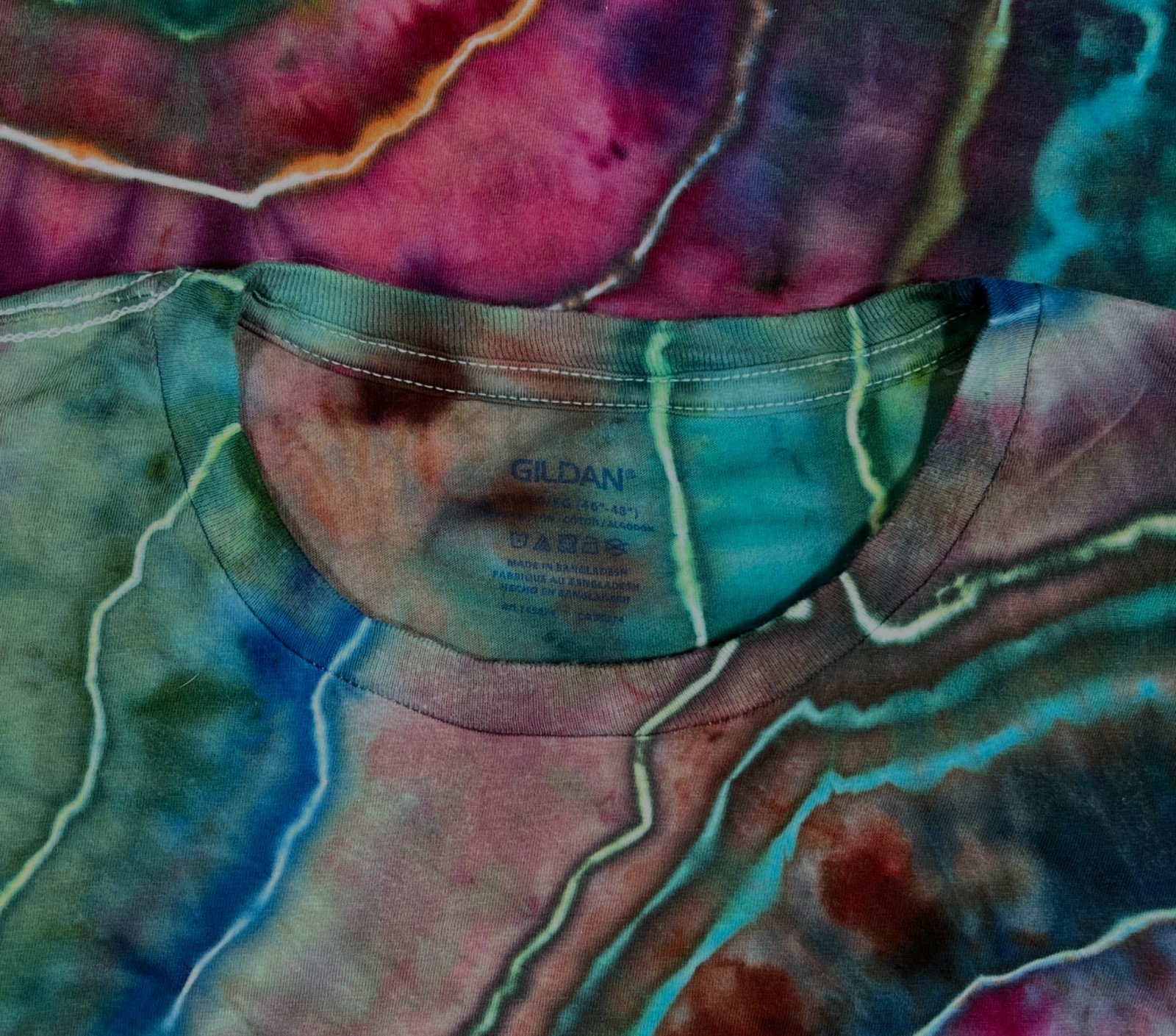 Handmade Ice Tie Dye T-Shirt XL Mens Womens Soft Cotton Blue Red Geode gallery