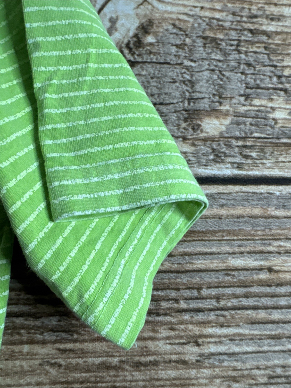 Fresh Produce Shirt Mens Medium Striped Green USA Made Crewneck Tee Linen Cotton gallery