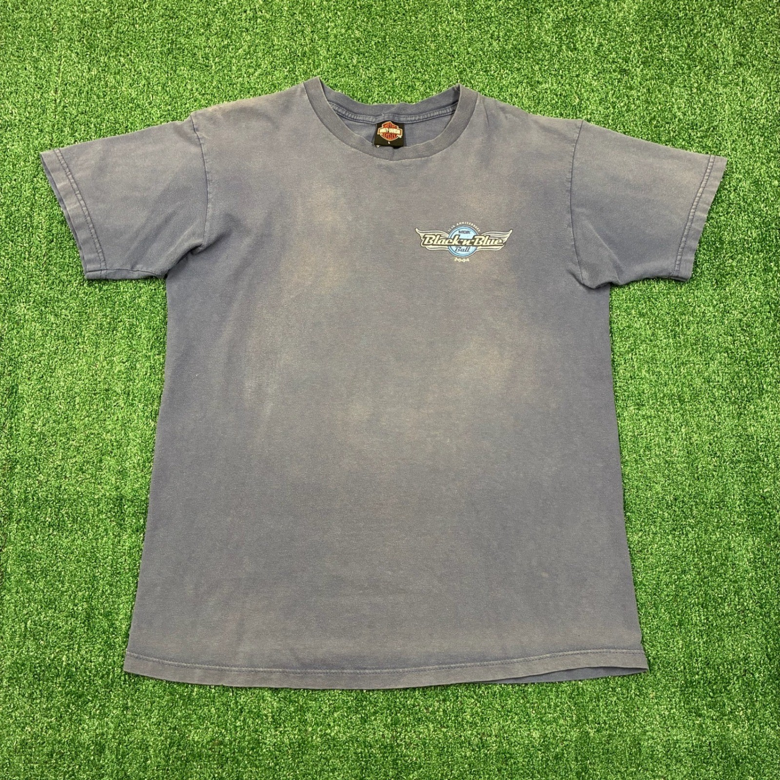 Y2K Black n Blue Ball Faded Harley Davidson Graphic T-shirt
