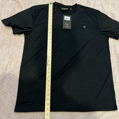 NWT Casa Moda Couture~LARGE~Men’s SS Knit Tee Black Textured X Line Pattern