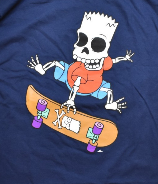 The Simpsons Bart Simpson Skating Skeleton Long Sleeve Navy Blue Shirt New Large gallery