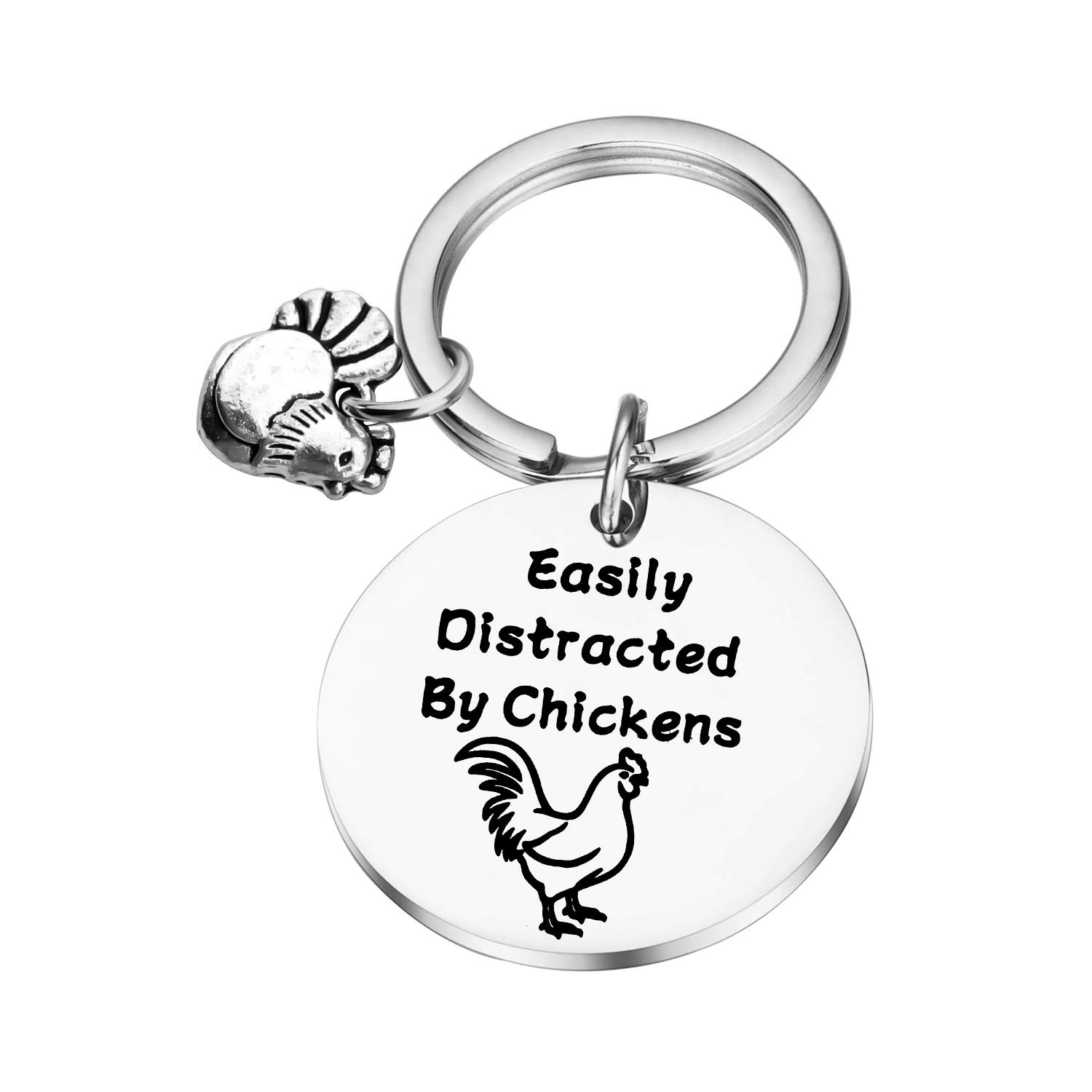 Lywjyb Birdgot Easily Distracted By Chickens Keychain (Easily Distracted By C…