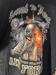 New Gildan Air Force SECOND TO NONE T-shirt BLACK Size XL~#315