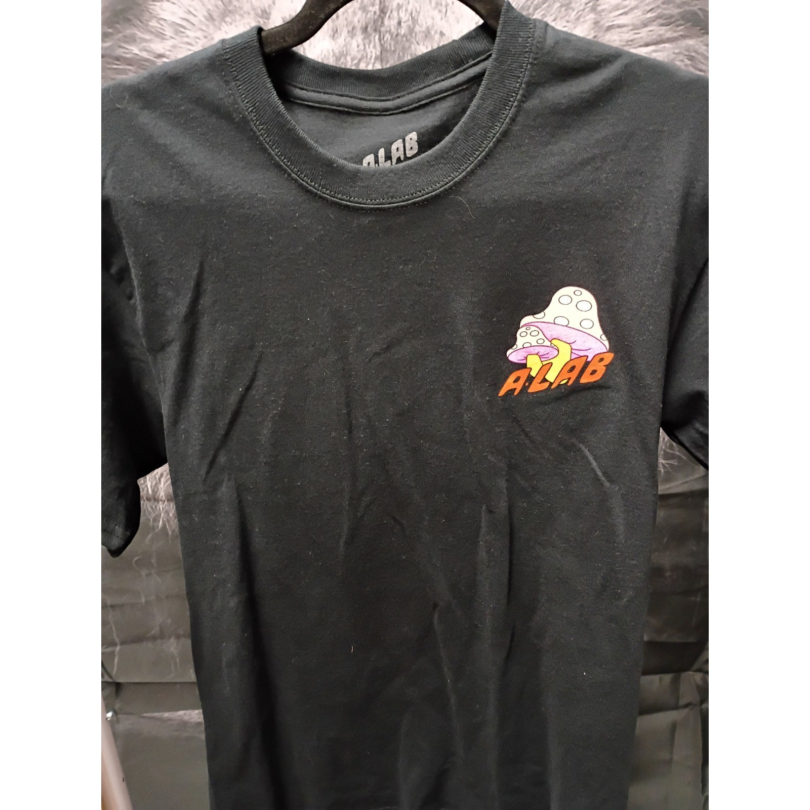 A-Lab Mens Choose Happy Mushroom Graphic T-Shirt Black Size Medium Short Sleeve gallery
