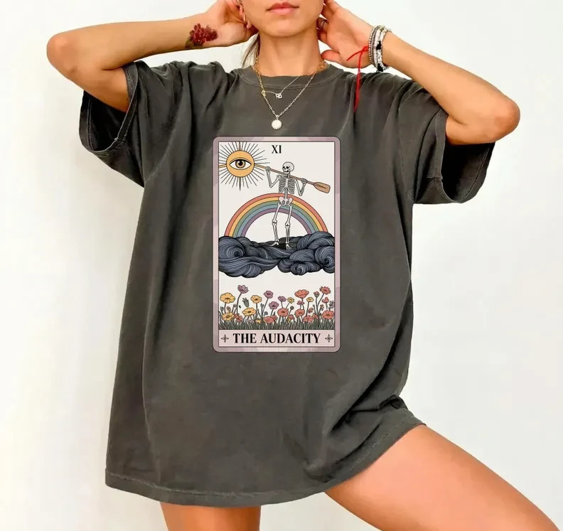 The Audacity Tarot Card T-shirt: Sarcastic Skeleton Shirt, Mystical Mama Tee gallery