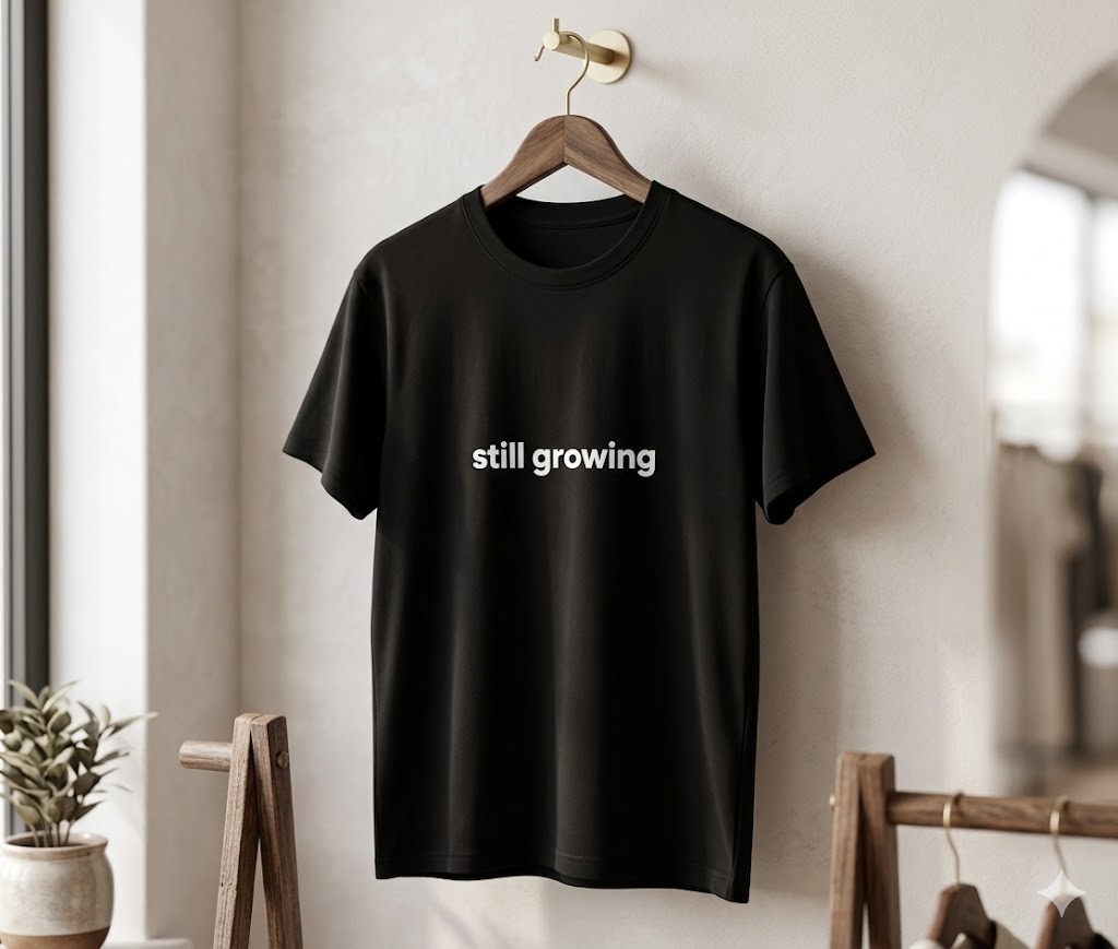 Still Growing Tee Minimalist Text Shirt, Growth Mindset - H090 gallery