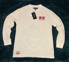 BrandMakers Tokyo Japan Samurai Graphic Logo Heavyweight Long Sleeve Tee Cream M