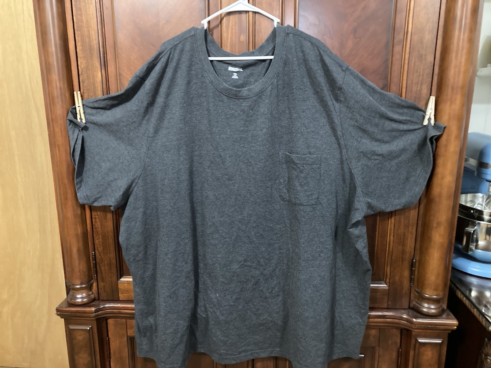 men's 7xl big Kingsize crewneck s sleeve pocket tee shirt Heather Charcoal Grey gallery
