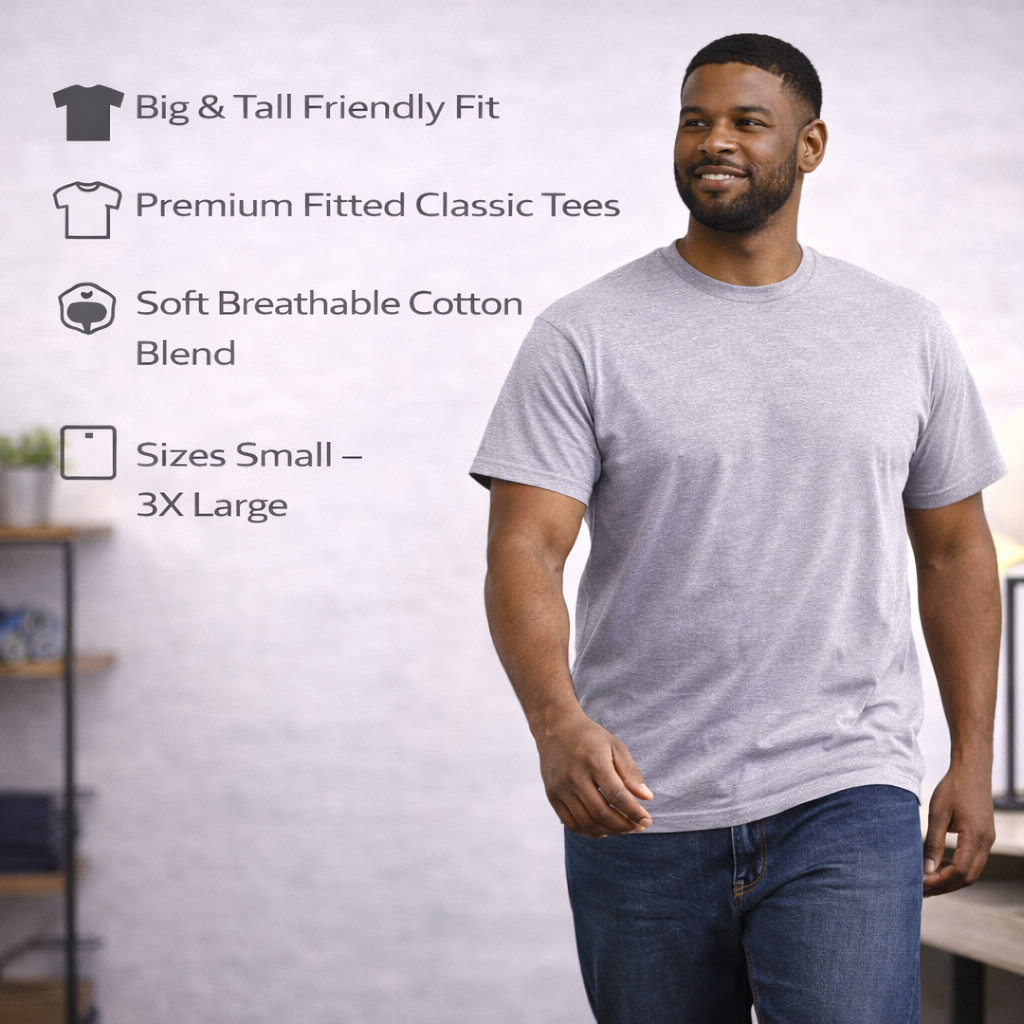 BILLIONHATS 12 Pack Plus Size Men Cotton T-Shirt Short Sleeve Tees (Large) gallery