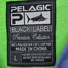 Pelagic Black Label Sonar Fish Finder Graphic Tshirt Mens L Blue Fishing Beach