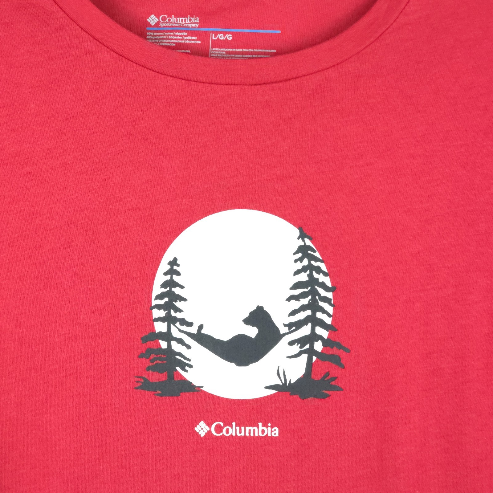 Columbia Mens L Red Long Sleeve Graphic T Shirt Hammock Camping Outdoor Tee Logo gallery