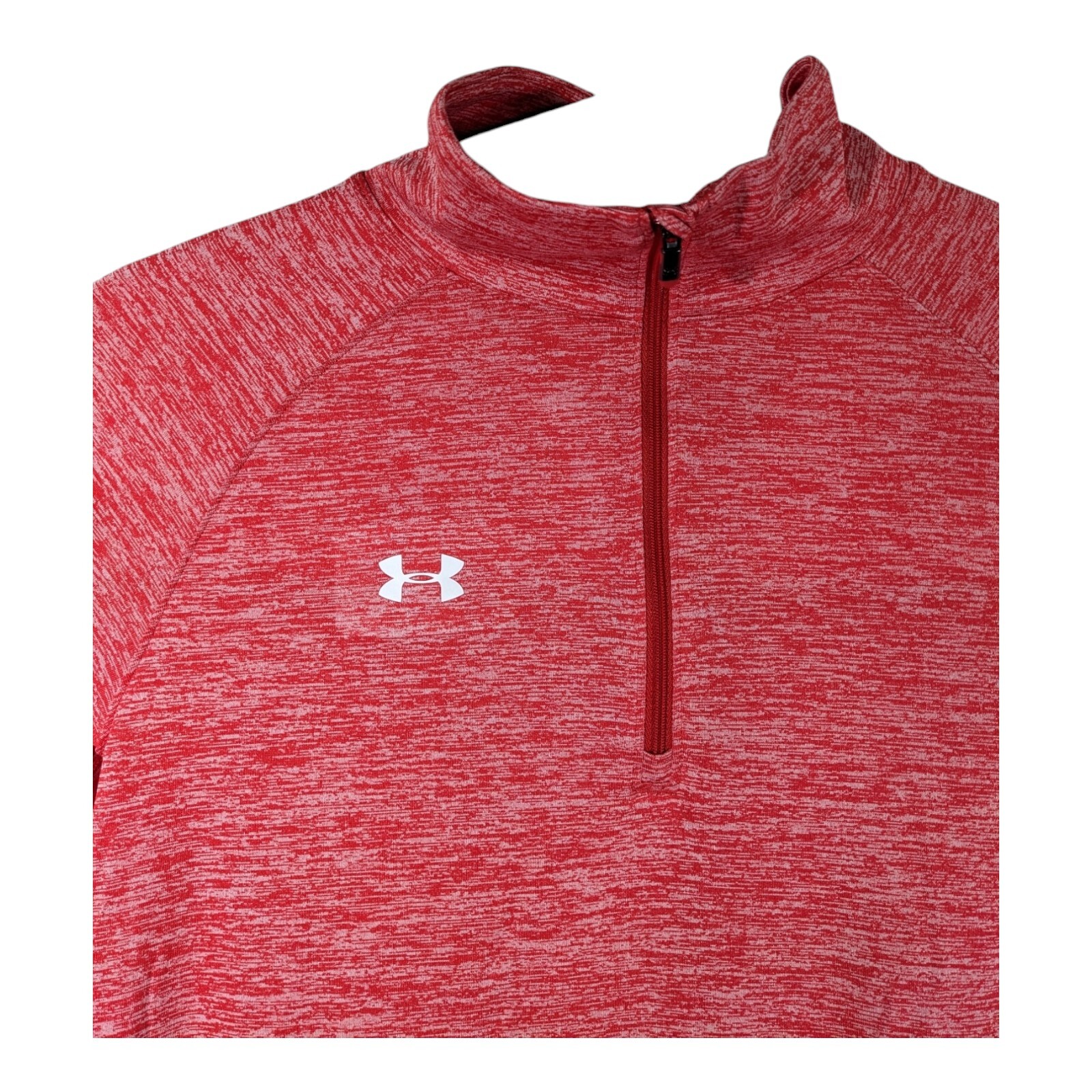 Under Armour Heat Gear 1/4 Zip Pullover Long Sleeve Static Red Loose Mens Medium gallery