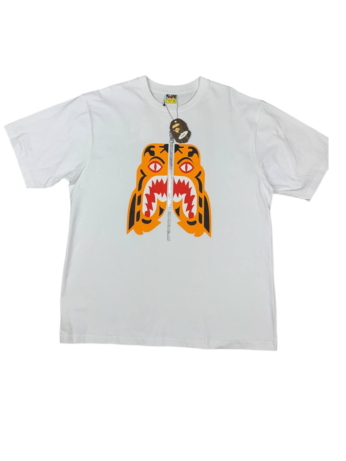 A Bathing Ape Tiger Print Short Sleeve T-Shirt White XL Cotton Graphic Top gallery
