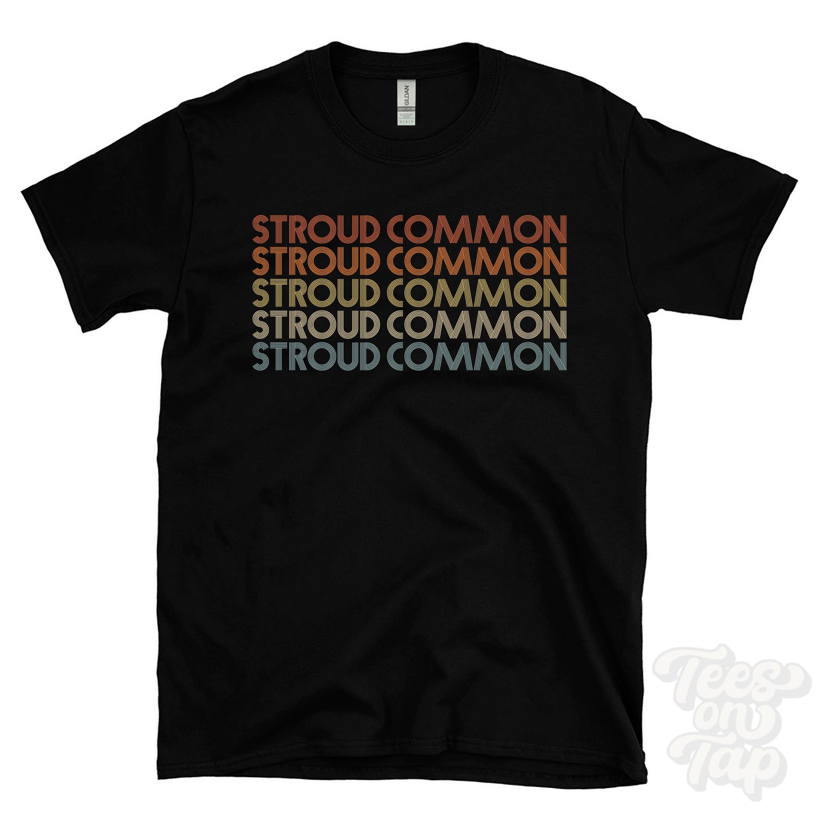 STROUD COMMON REPEATED RETRO STYLE T-SHIRT mens & womens uk place name gift