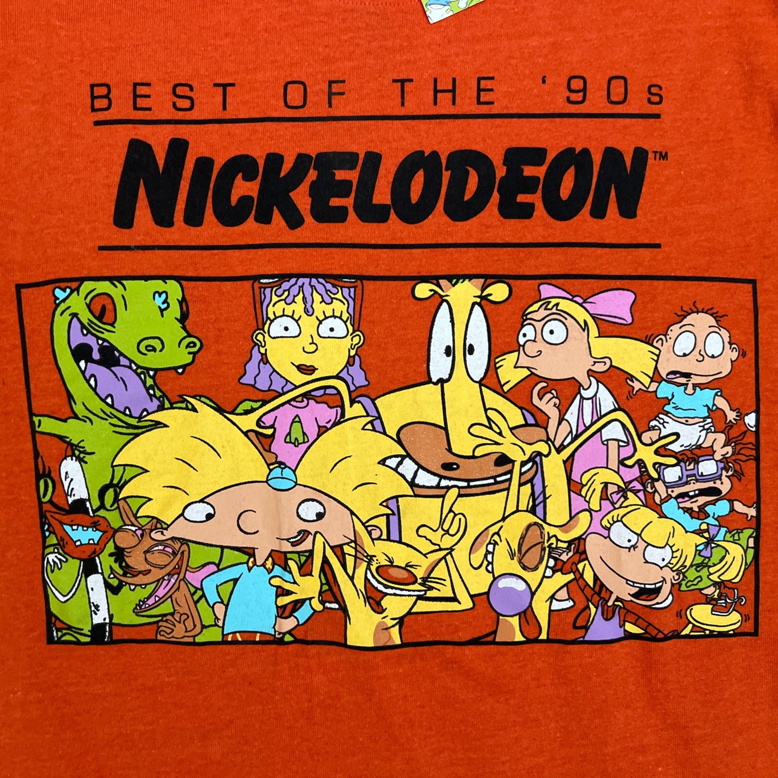 Nickelodeon Rugrats, Hey Arnold, CatDog 90s Cartoon T-Shirt Orange Size M gallery