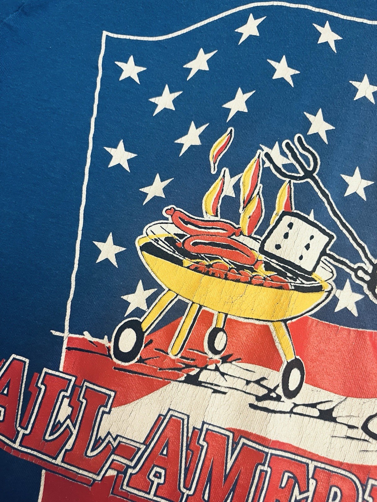 VTG 50’s Snoopy All American Dad Grill T Shirt Single Stitch 4th of July Flag gallery