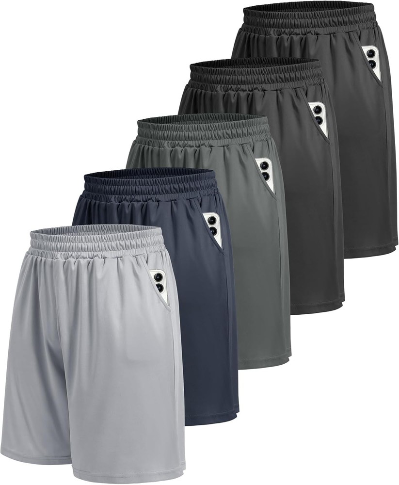 5 Pack Athletic Gym Mens Large, 1-black/Black/Dark Grey/Navy Blue/Light Grey