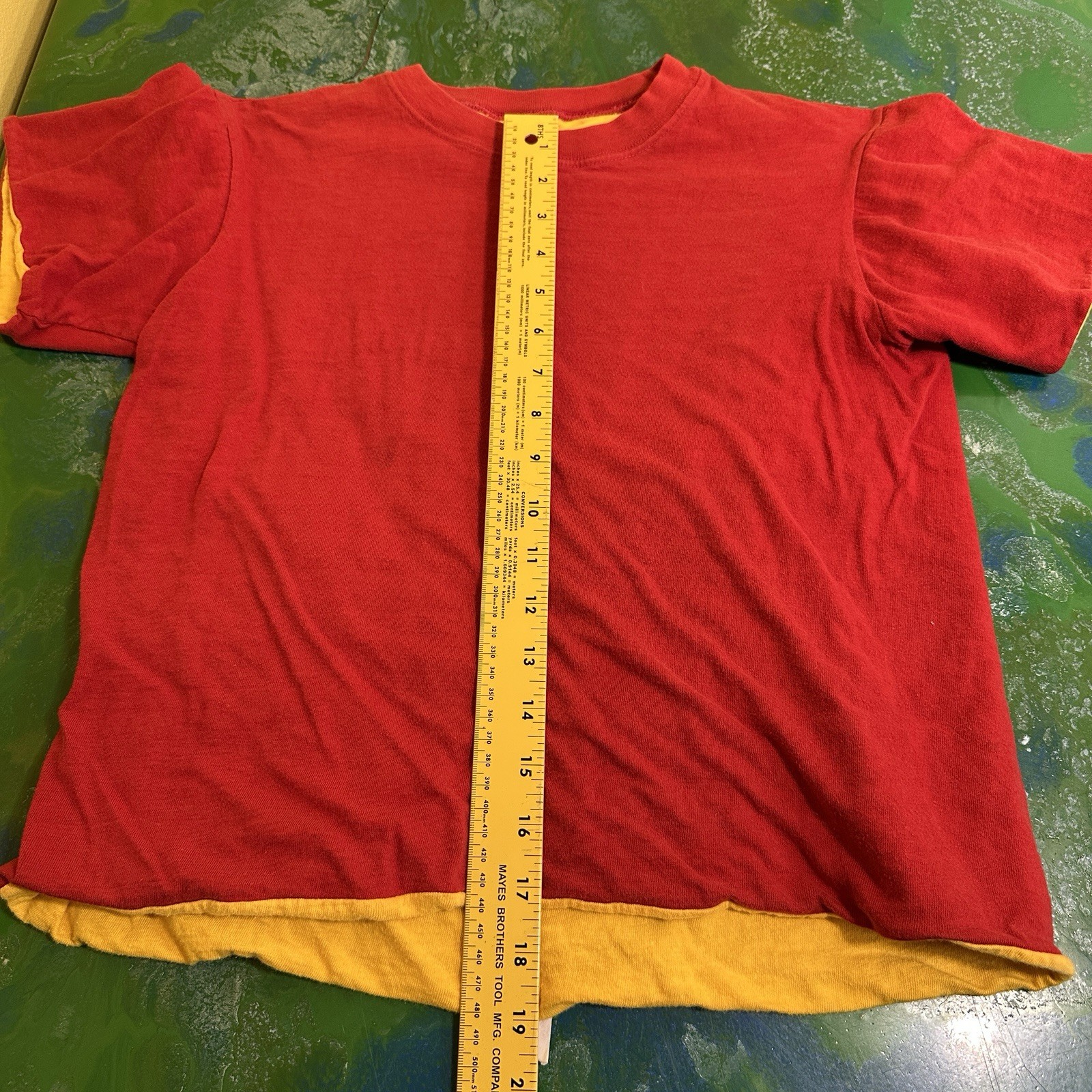 Vintage Double Face Reversible XS Red Yellow Short Sleeve T-Shirt Gym Athletics gallery