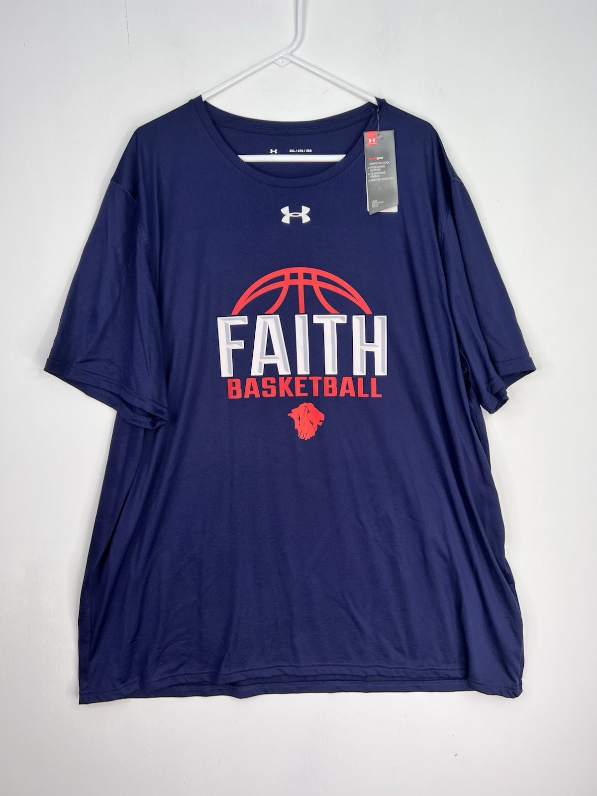 New Men UNDER ARMOUR Locker Tee Blue Short Sleeve Shirt Sz 3XL Faith Basketball gallery