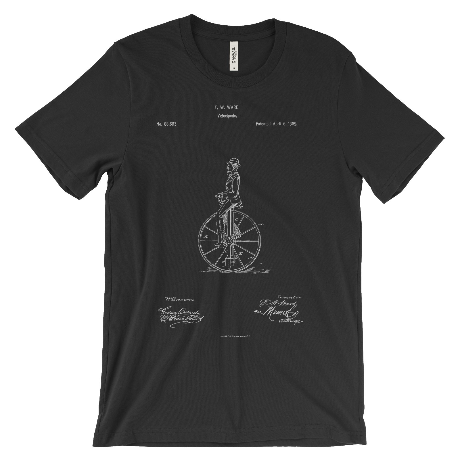Unicycle Patent T-Shirt.100% Cotton Comfy Tee on Black White or Gray. NEW gallery