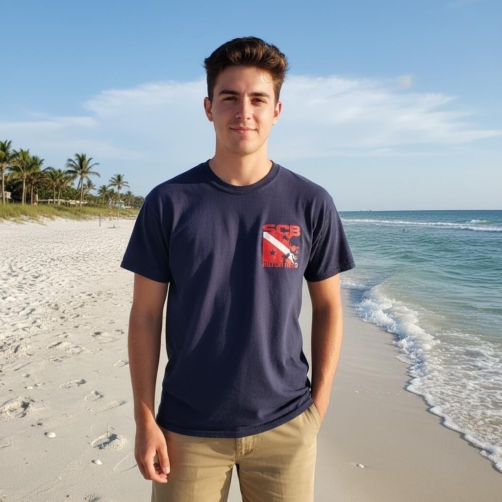 Skull Creek Boathouse T-Shirt Hilton Head SC Dive Flag Graphic Gildan M gallery