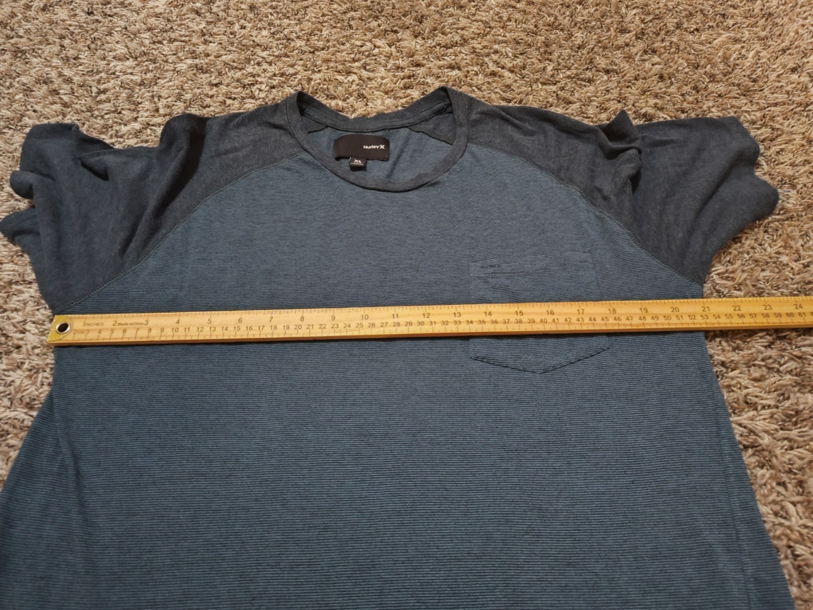 Hurley T Shirt Mens XL Blue Striped Short Sleeve Crewneck Pullover Cotton Poly gallery