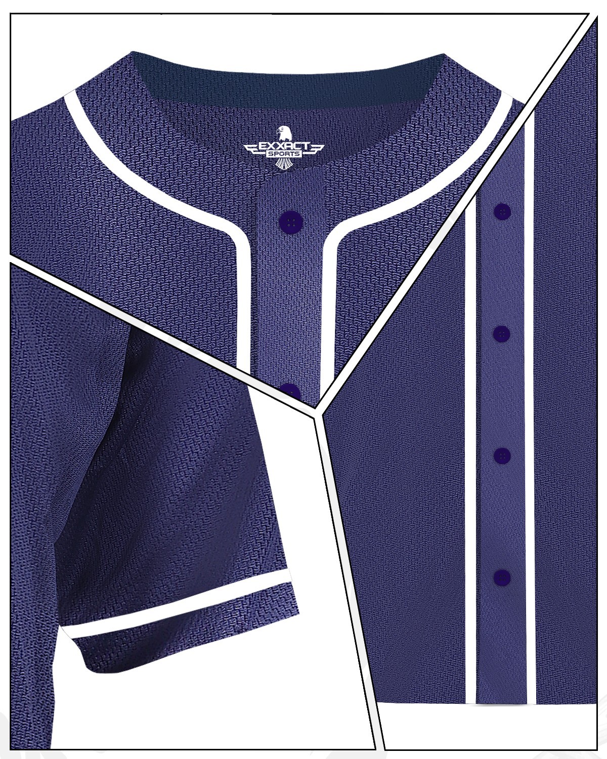 Exxact Sports Blank Baseball Jersey Men, Full Button Down Plain Baseball Jersey gallery