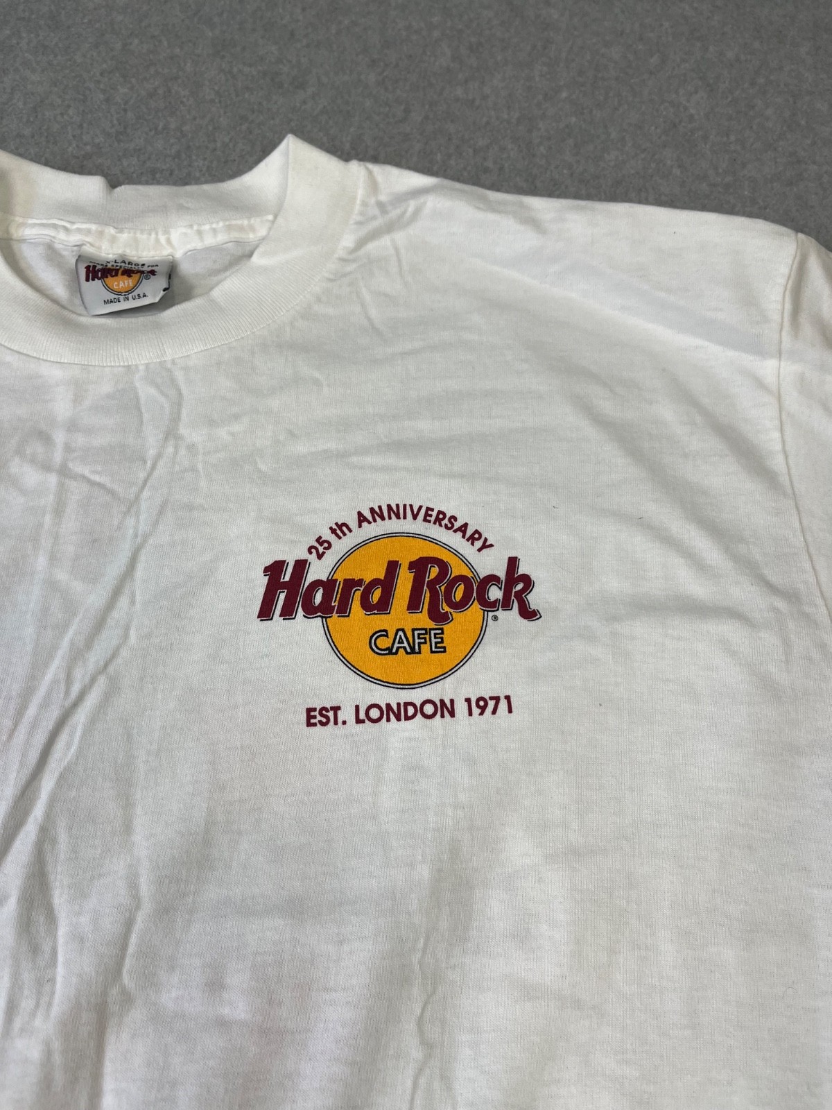 Vintage Hard Rock Cafe Shirt Mens XL White 25th Anniversary London Made USA gallery