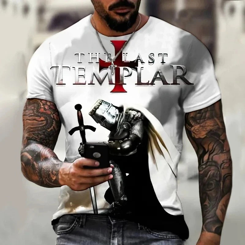 Knights Templar T-Shirt Men's Christian Warrior Crusader Cross 3D Printed gallery