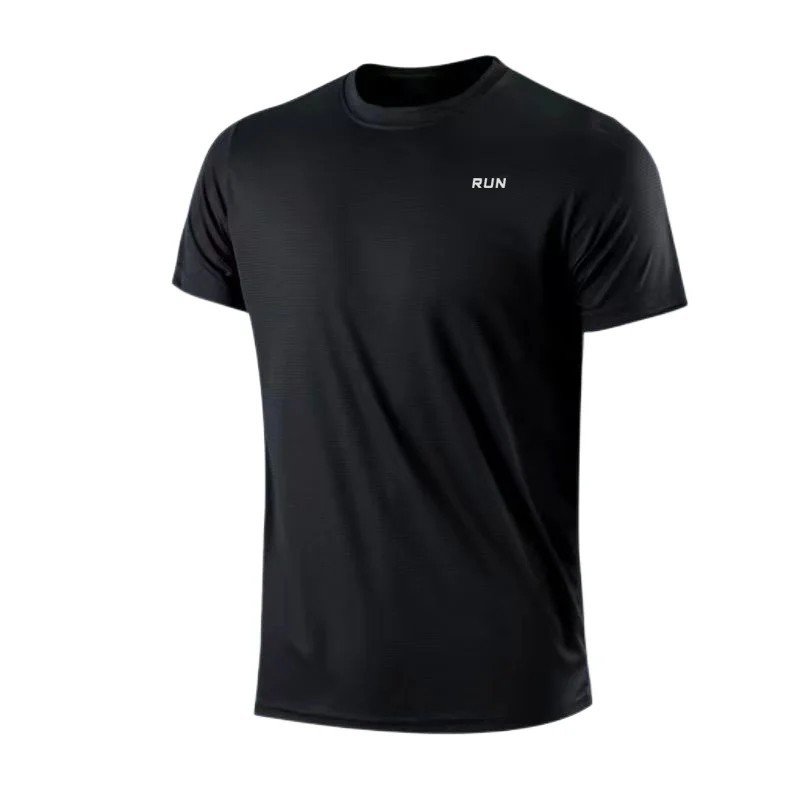 Men Summer Ice Silk Short Sleeve T-Shirt Quick Dry Fitness Sports Gym Wear Gift