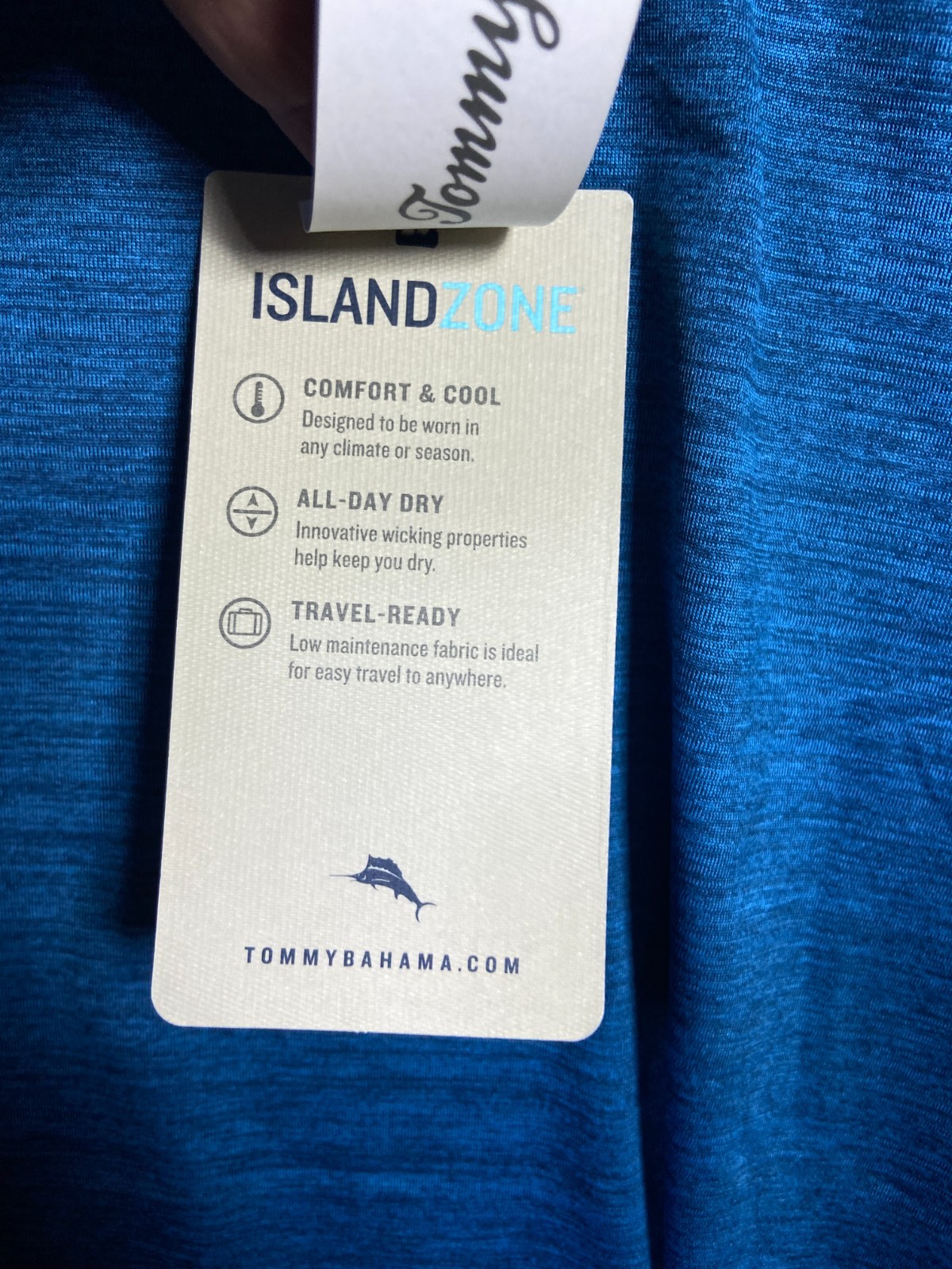 NEW $84.50 Tommy Bahama Men's Island Zone Delray Crew Mambo Blue UPF 30 UV NWT S gallery