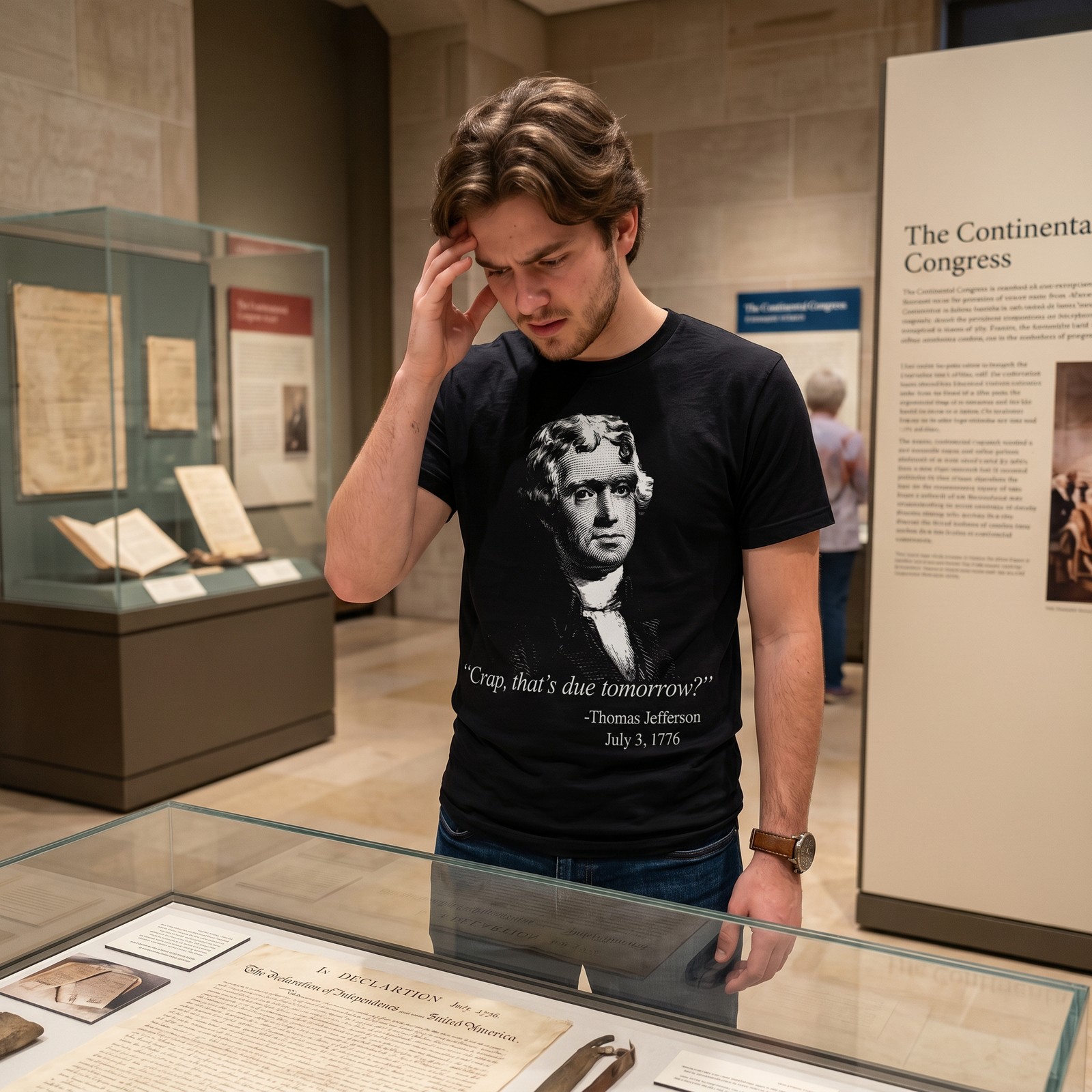 Mens That's Due Tomorrow? Thomas Jefferson T Shirt Funny 4th of July USA Patroit gallery