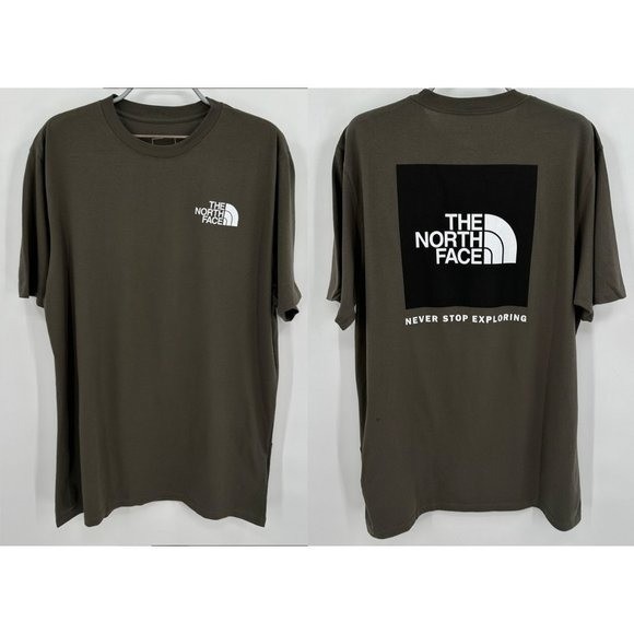 The North Face Men's Short Sleeve Box Logo T-Shirt sz L Dark Green NSE Tee NWT gallery
