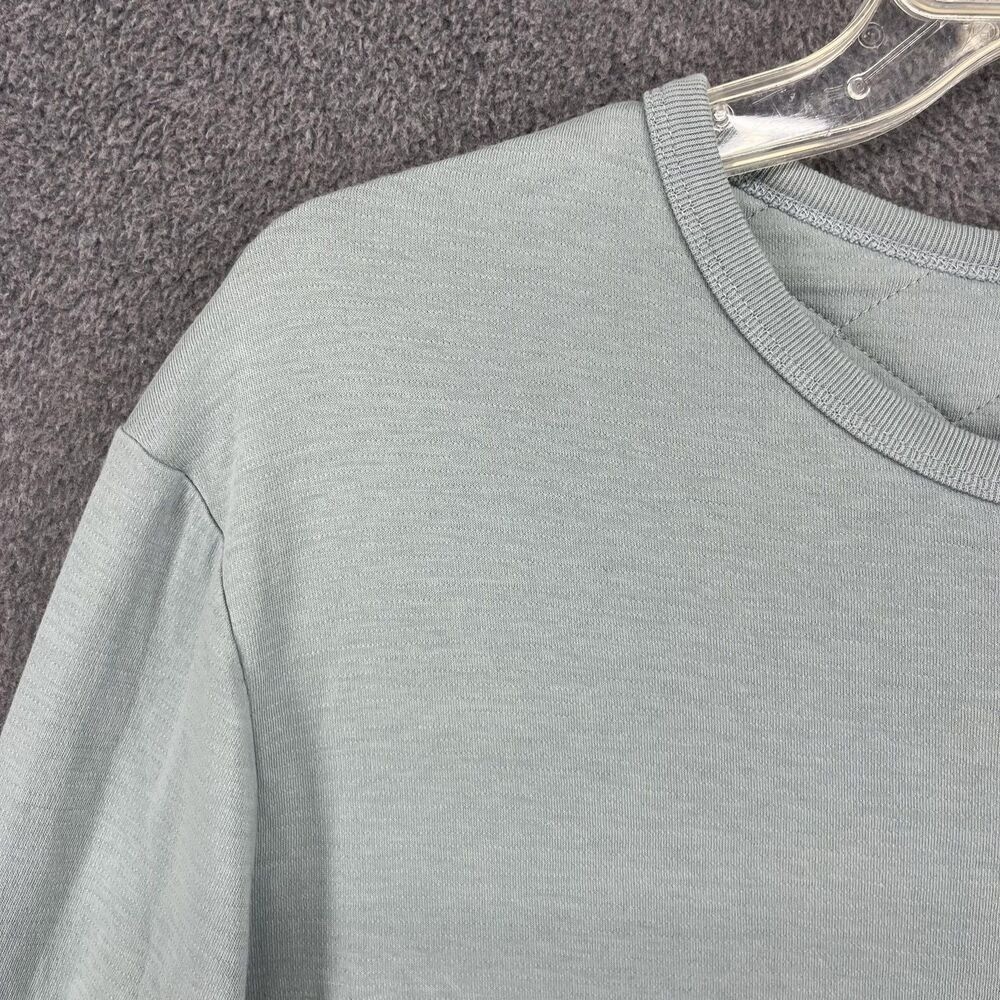 Frame Shirt Mens Medium Ice Blue Long Sleeve Quilted Back Crewneck LMTS0201 gallery