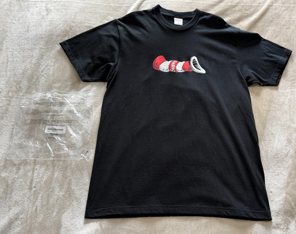 Supreme “Cat In The Hat” Tee Black sz L (2018) *NEW w/ Plastic* box logo photo