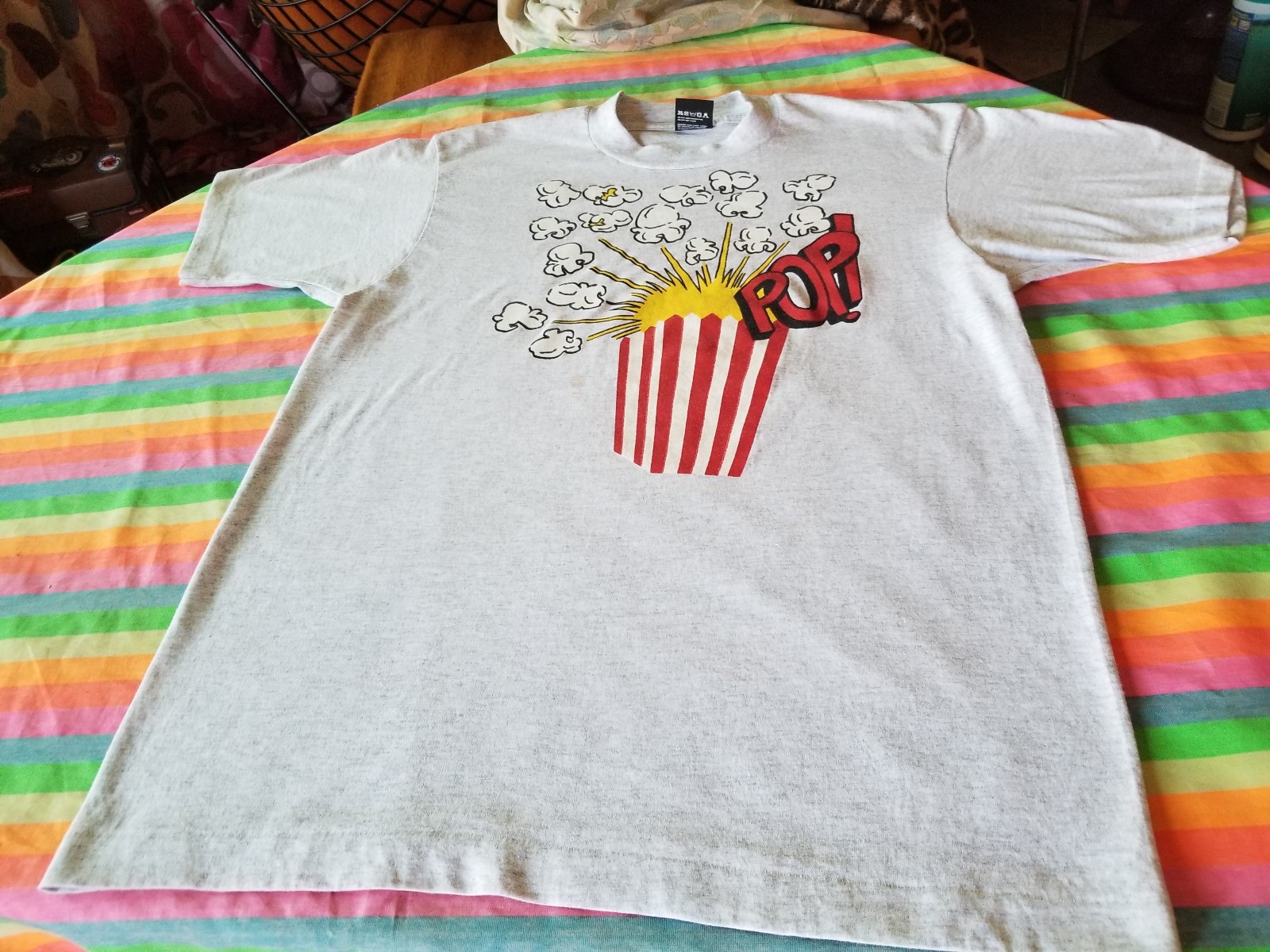 POPCORN COOL 80S TEE SHIRT OP ART TEE SCREEN STARS TAG KILLER LARGE gallery
