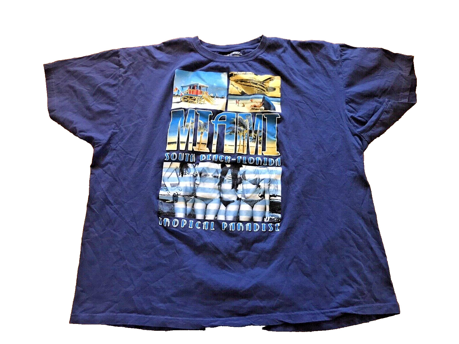 Miami Florida Men’s Graphic T-Shirt Summer Surf 2XL Men Short Sleeve Beach