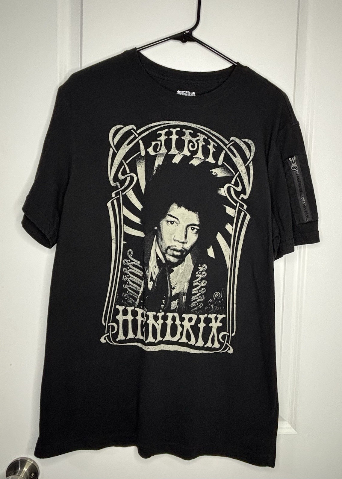 Jimi Hendrix Purple Haze T-Shirt Men Black Short Sleeve Side Pocket Crew Neck gallery
