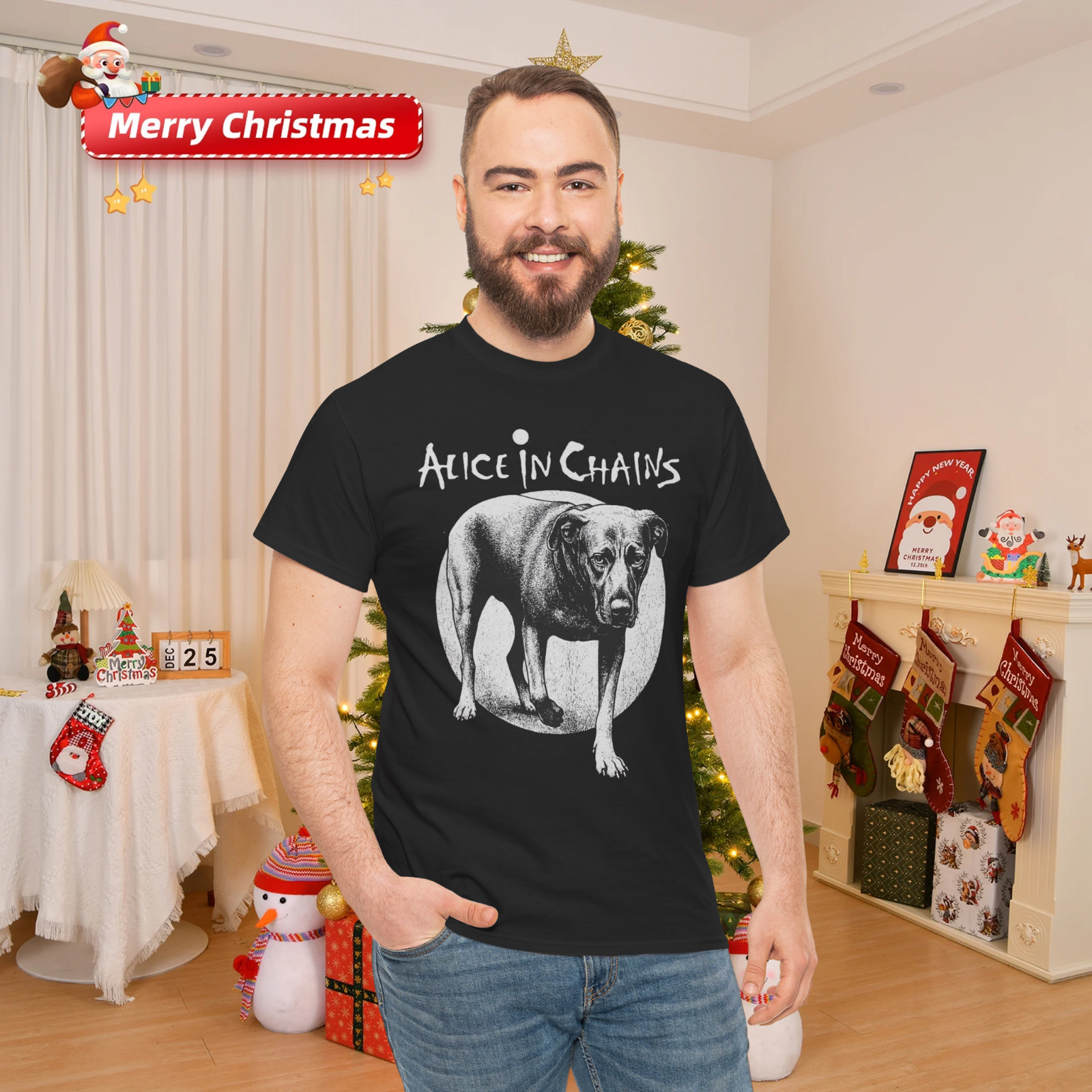 90s Grunge Rock Dog Head Vintage Style Graphic T-Shirt