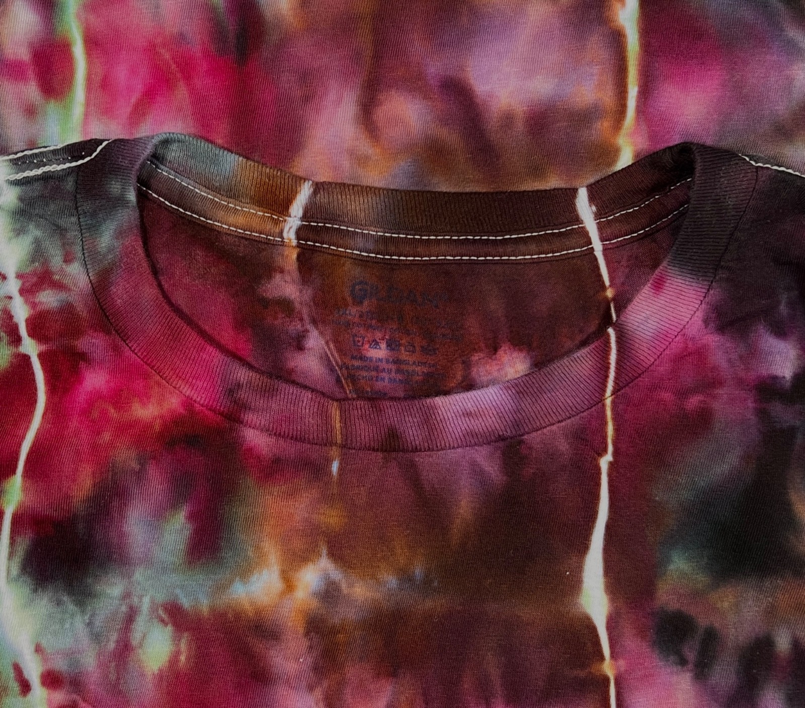 Handmade Ice Tie Dye T-Shirt 2XL Mens Womens Soft Cotton Blue Maroon Rolled gallery